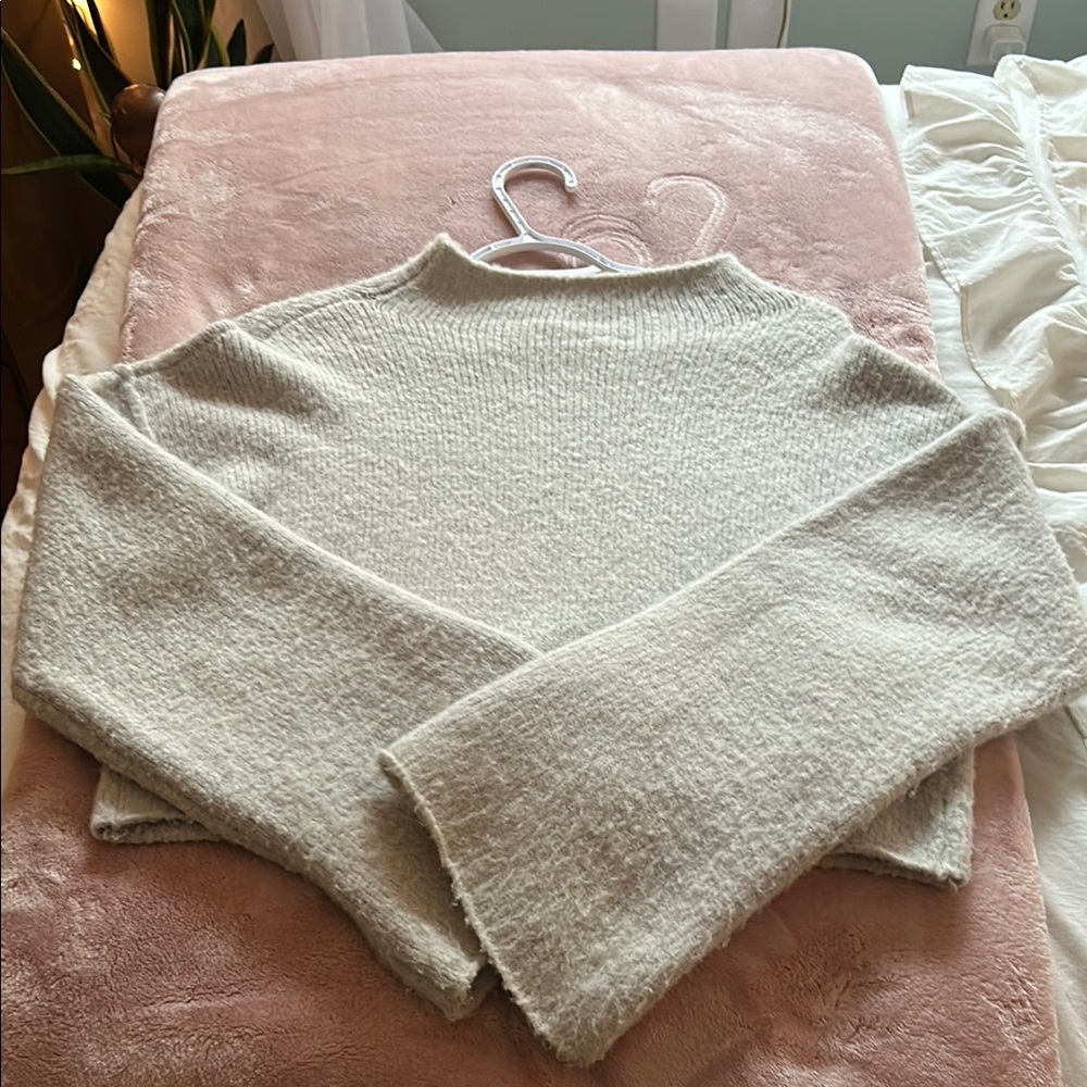 Free People Cream Cowl Neck Sweater